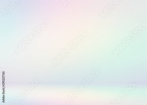 3d background hologram pastel. Iridescent subtle room illustration. Pink yellow green abstract light gradient transition.