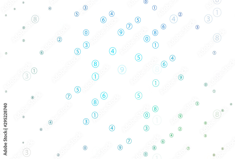 Light Blue, Green vector pattern with Digit symbols.