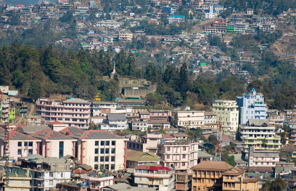 View of Kohima Town from Main Road,nagaland,India