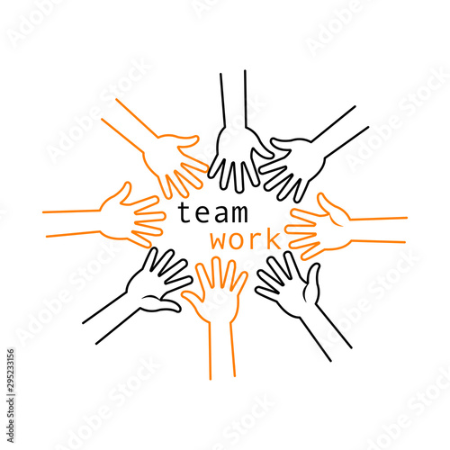 Team work icon. Outline thin line illustration. Flat. Isolated on white background. 