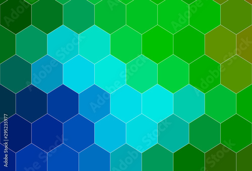 Light Blue, Green vector background with hexagons.