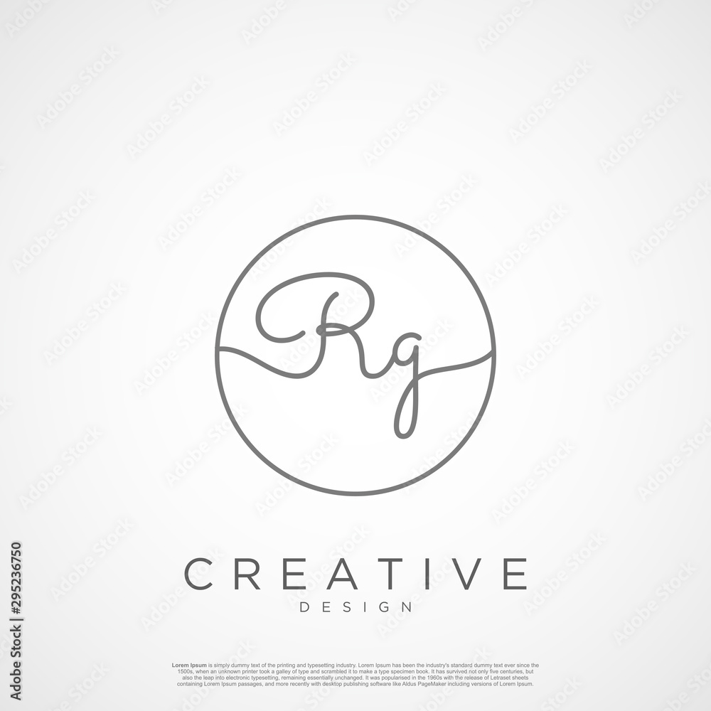 Elegant Initial Letter RG Logo With Circle. Initial letter handwriting and signature logo.