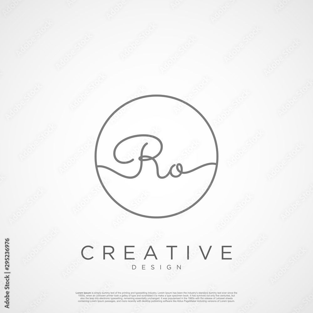 Elegant Initial Letter RO Logo With Circle. Initial letter handwriting and signature logo. Elegant Initial Letter RO Logo With Circle. Initial letter handwriting and signature logo.