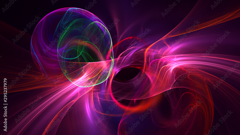 3D rendering abstract colorful fractal light background