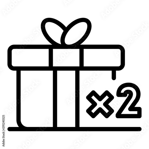 Double loyalty gift box icon. Outline double loyalty gift box vector icon for web design isolated on white background