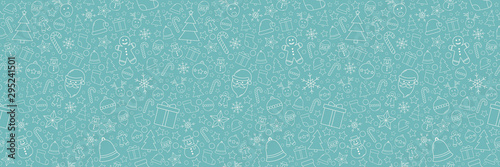 Christmas ornaments on white background. Xmas seamless wrapping paper. Vector