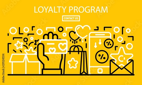 Loyalty program banner. Outline illustration of loyalty program vector banner for web design photo