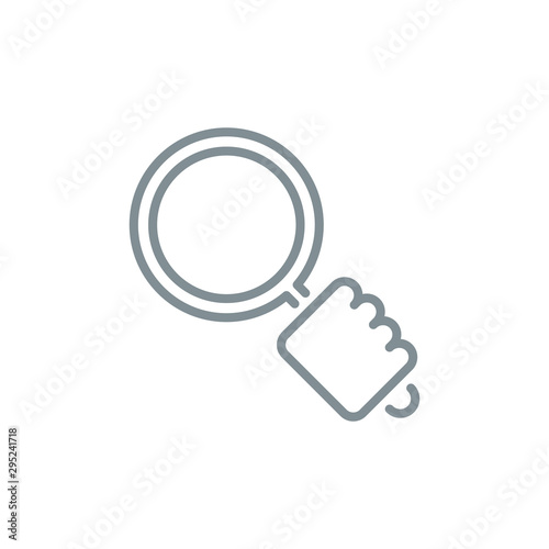 zoom scale with magnifier glass outline flat icon. Single quality outline logo search symbol for web design mobile app. Thin line design logo sign. Loupe zooming lens icon isolated on white background