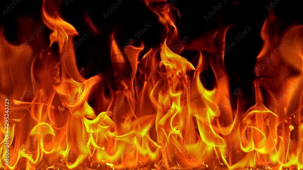 Fire Flames in 1000fps Super Slow Motion Isolated on Black Background. Shooted with High Speed Cinema Camera at 4K Fire Flames in 1000fps Super Slow Motion Isolated on Black Background. Shooted with High Speed Cinema Camera at 4K
