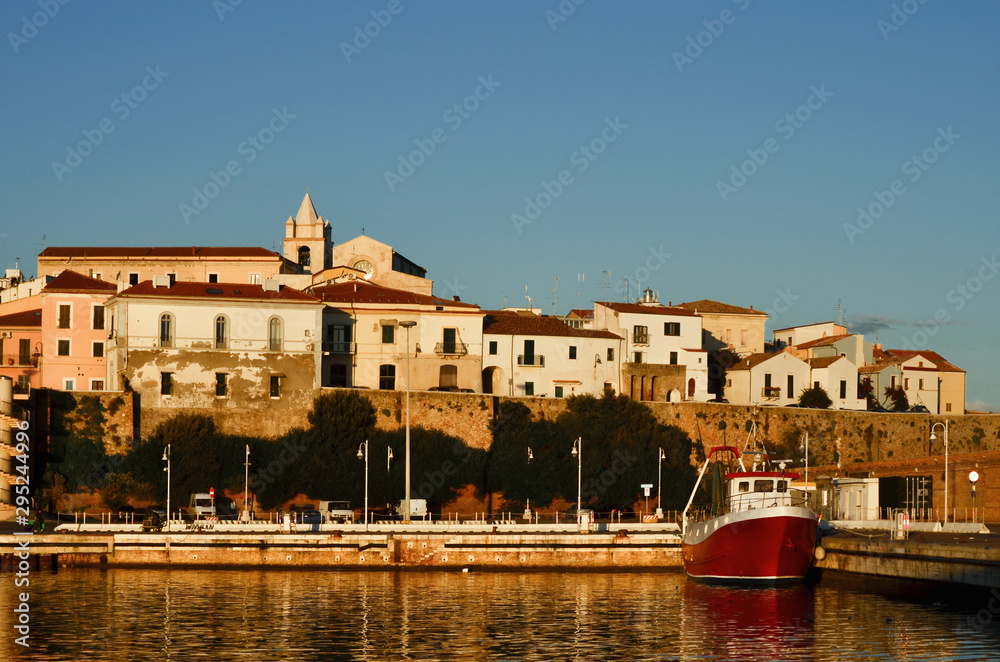 The port of Termoli where fishing boats dock is located on the Adriatic Sea in Molise - Italy