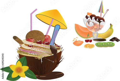 coppa di gelato decorato con ombrello