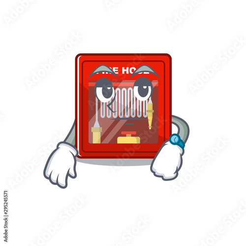 Waiting fire hose cabinet on the cartoon