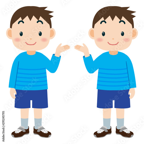 手を差し出す男の子　案内