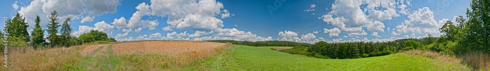 hdr landscape panorama in spring with clouds and blue sky hdr landscape panorama in spring with clouds and blue sky