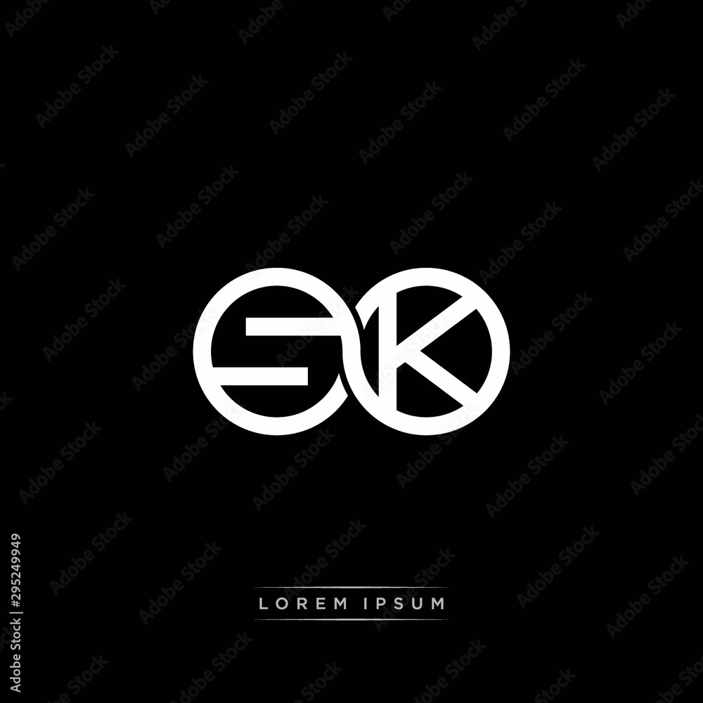 SK initial letter linked circle capital monogram logo modern template silver color version SK initial letter linked circle capital monogram logo modern template silver color version