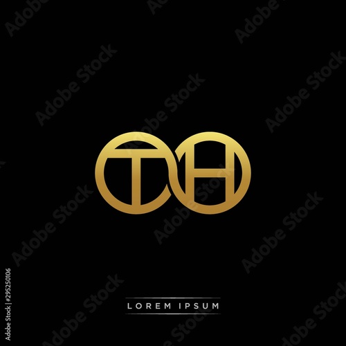 TH initial letter linked circle capital monogram logo modern template silver color version