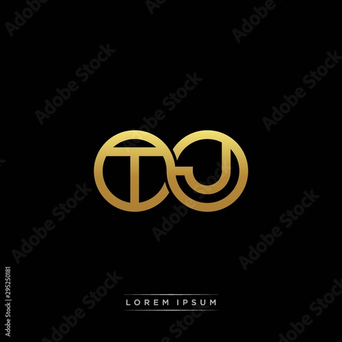 TJ initial letter linked circle capital monogram logo modern template silver color version