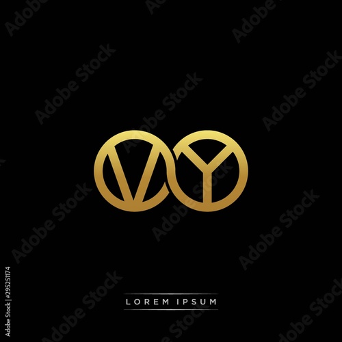 VY initial letter linked circle capital monogram logo modern template silver color version