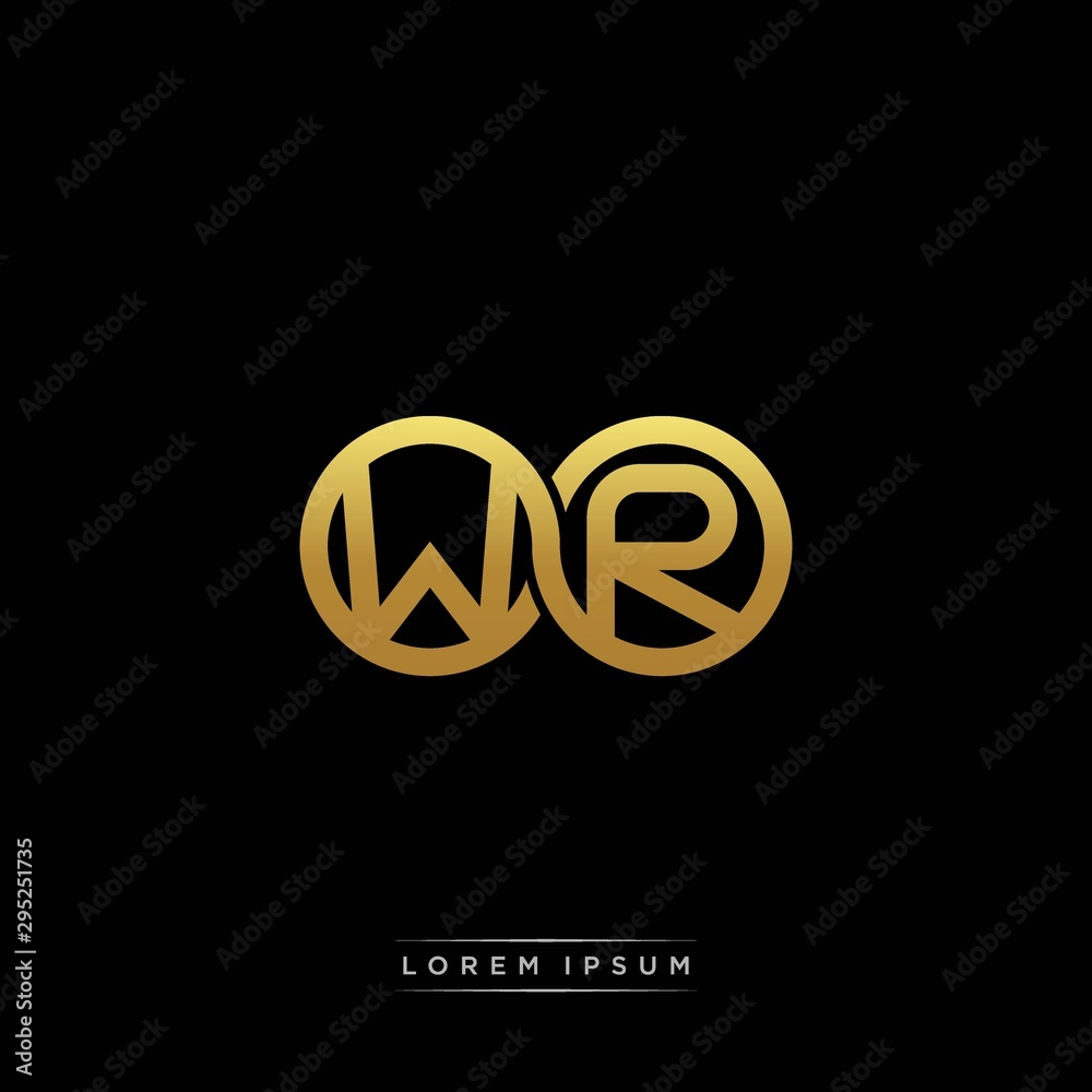 WR initial letter linked circle capital monogram logo modern template silver color version WR initial letter linked circle capital monogram logo modern template silver color version
