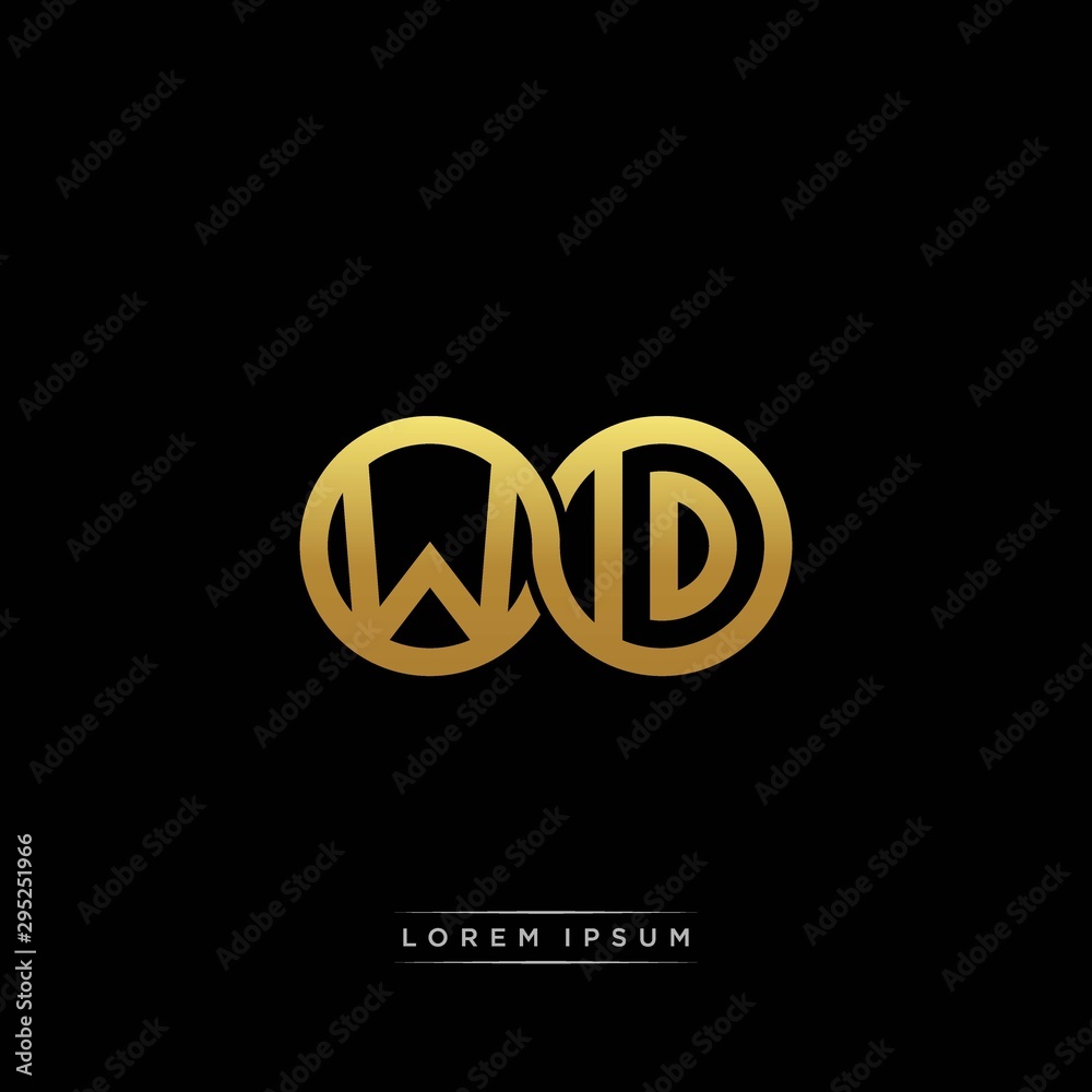 WD initial letter linked circle capital monogram logo modern template silver color version WD initial letter linked circle capital monogram logo modern template silver color version