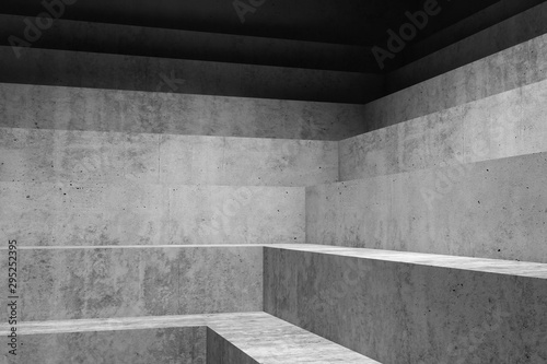 Abstract dark concrete staircase corner 3d
