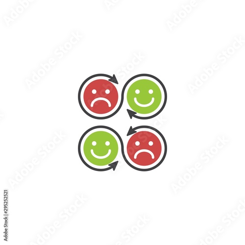 Changing emotions, moody, mood booster. Vector icon template