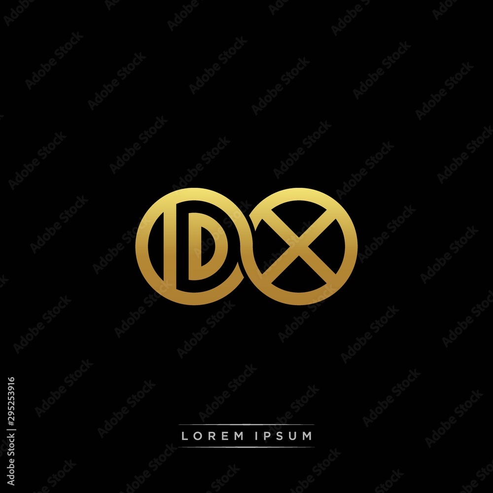 DX initial letter linked circle capital monogram logo modern template silver color version DX initial letter linked circle capital monogram logo modern template silver color version