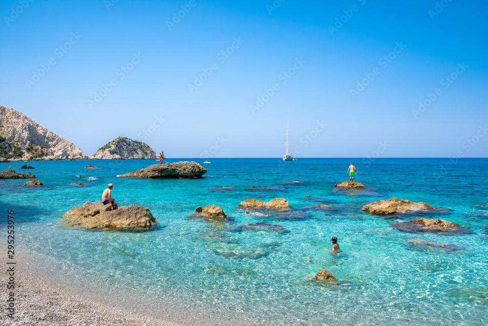 Fototapeta premium Famous Petanoi beach in Kefalonia island, Greece.