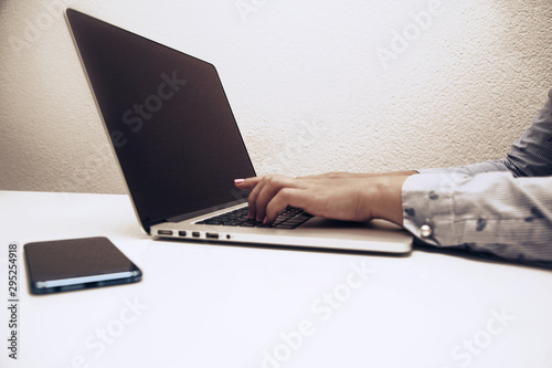 Woman working at home office