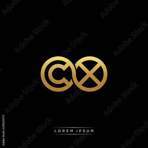 CX initial letter linked circle capital monogram logo modern template silver color version