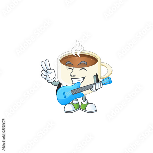 With guitar cup coffee the character with mascot