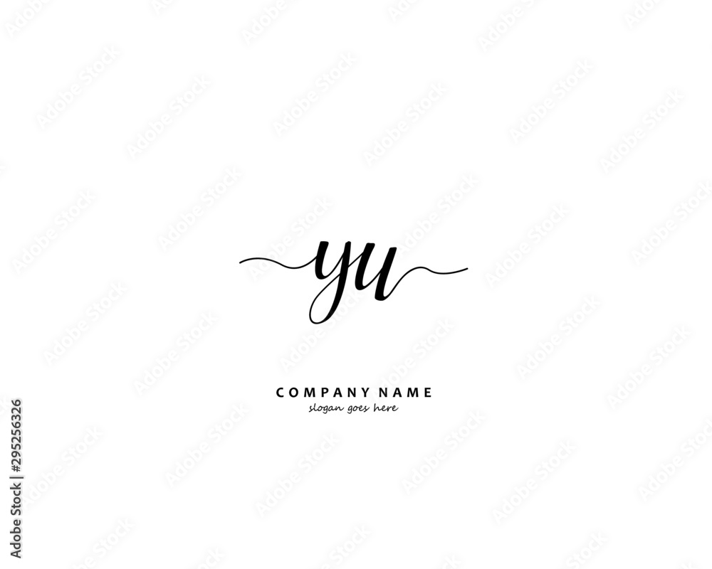 YU Initial handwriting logo vector