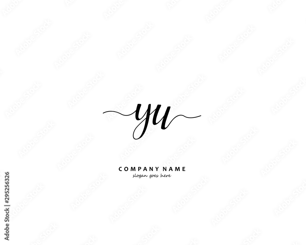 YU Initial handwriting logo vector YU Initial handwriting logo vector