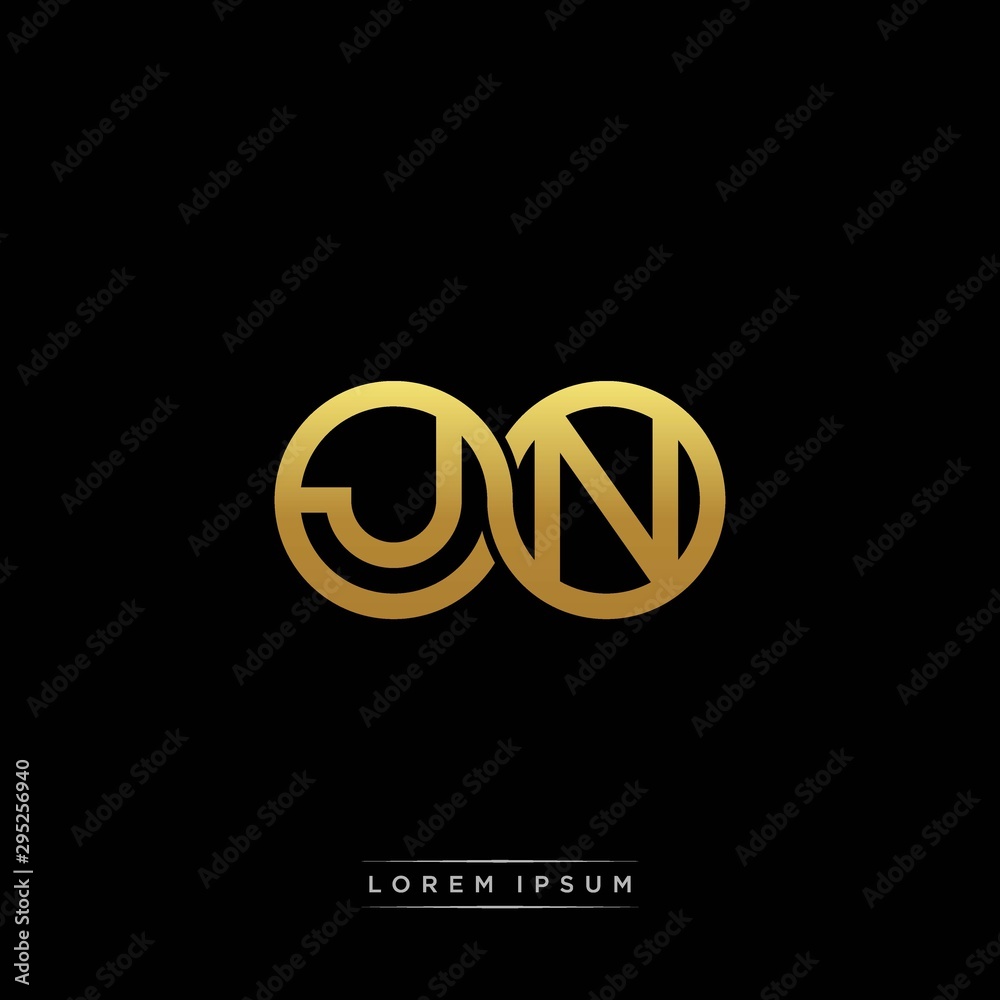 JN initial letter linked circle capital monogram logo modern template silver color version JN initial letter linked circle capital monogram logo modern template silver color version