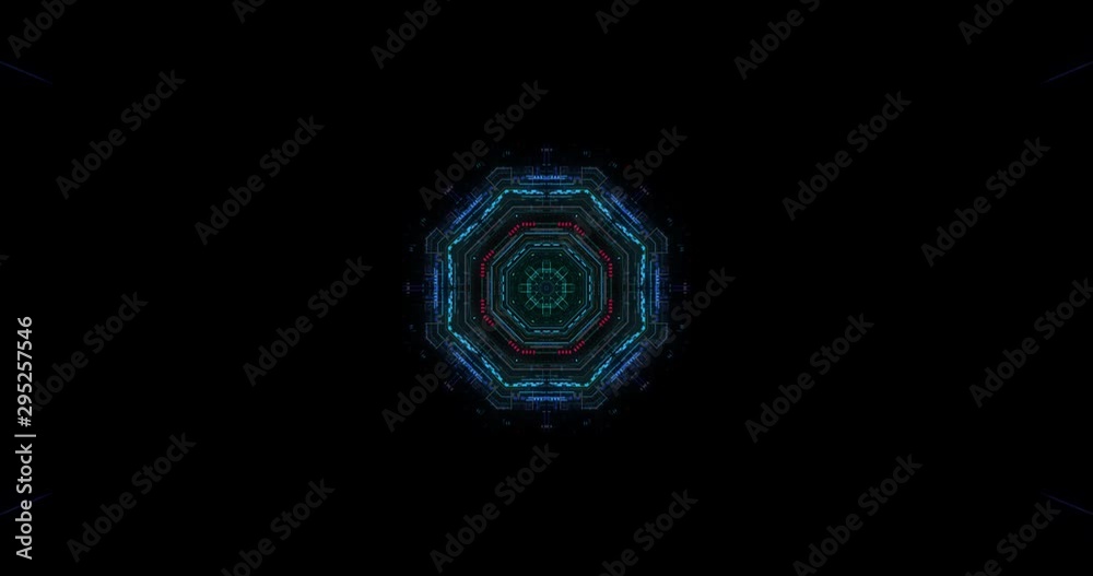 Seamless loop of abstract Large Hadron Collider. Speed portal. Data science. Big Data and Flow of digital network. Analysis system and processings. Particle Collision and Blackhole. 3D render