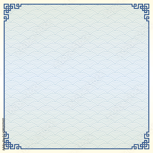 Traditional Chinese Blue Porcelain And White Jade Colors Background, The Great Wall Frame 