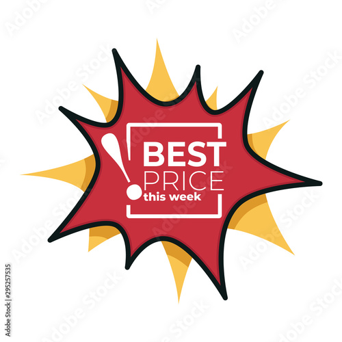 Best price this week sticker for sale and discount tag in burst effect vector