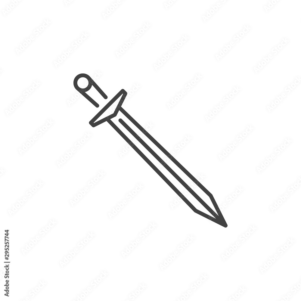 Sword vector icon in thin line style on white background Sword vector icon in thin line style on white background