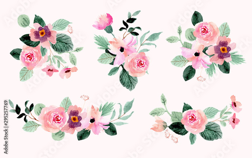 beautiful flower bouquet watercolor collection