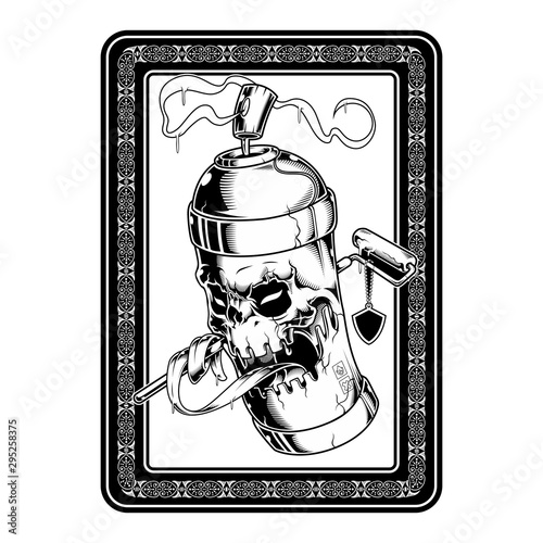 Spray paint skull face graffiti cartoon character