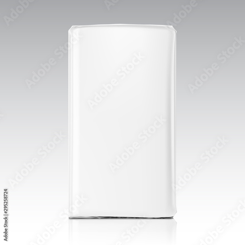 High realistic clean vertical bag mockup. Front view. Vector illustration isolated on grey background. Easy to use for presentation your product, idea, promo, design. EPS10.	