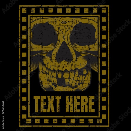 skull retro,vintage,detail hand drawing