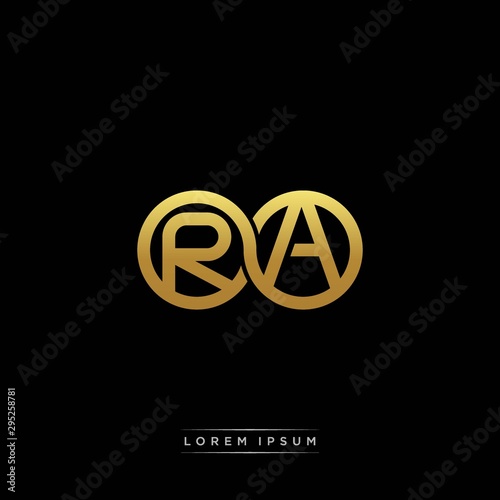 RA initial letter linked circle capital monogram logo modern template silver color version