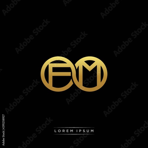 FM initial letter linked circle capital monogram logo modern template silver color version