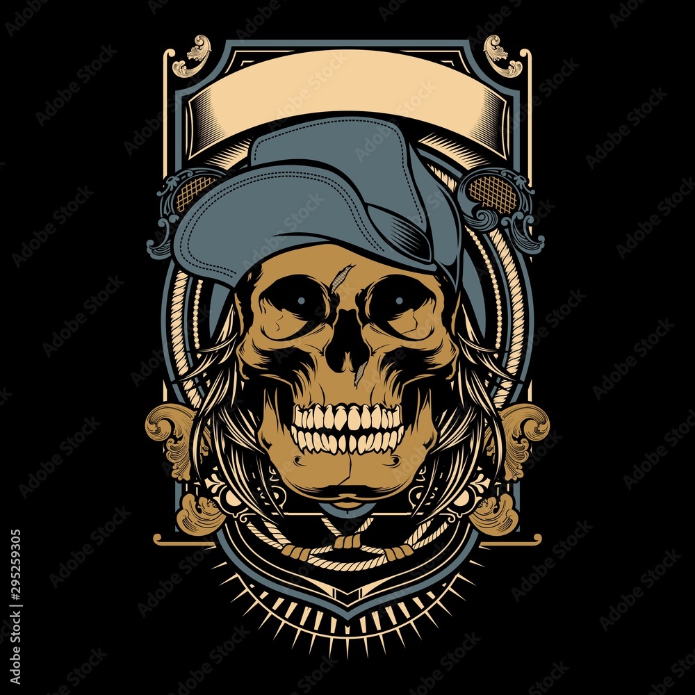 Fototapeta premium skull cross bone with hat