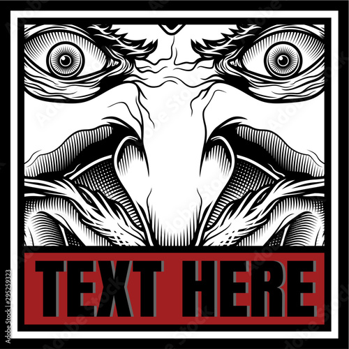 demon with text hand drawing vector