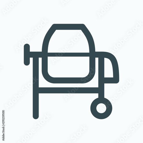 Concrete mixer isolated icon, cement mixer linear vector icon