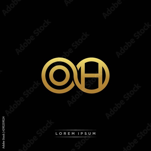 OH initial letter linked circle capital monogram logo modern template silver color version