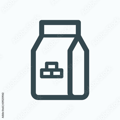 Dry mix plaster isolated icon, cement bag linear vector icon