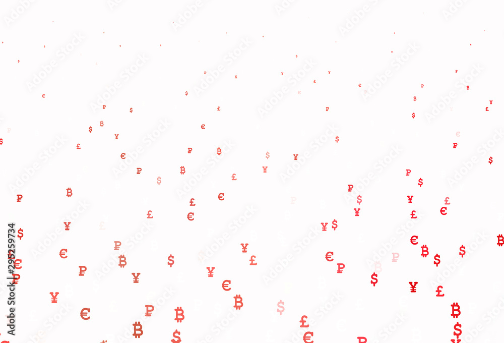Light Red vector template with currency. Light Red vector template with currency.